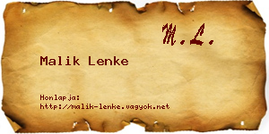 Malik Lenke névjegykártya